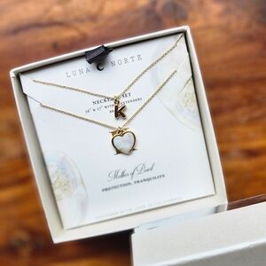 Luna Norte Gold Initial K, Mother Of Pearl Heart Necklace